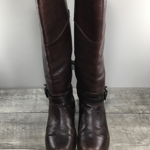 Frye 76844 Phillip Riding Women's Knee High Brown Leather Pull On Boots Size 8.5 - Picture 4 of 11